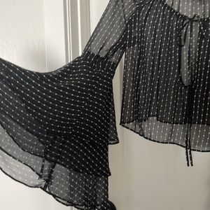 Forever21 Sheer Flowy Long Sleeve Crop Top